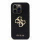 Juodas dėklas Apple iPhone 14 Pro telefonui "Guess PU Perforated 4G Glitter Metal Logo Case"