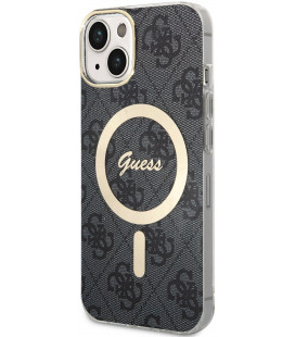 Juodas dėklas Apple iPhone 15 telefonui "Guess IML 4G MagSafe Case"