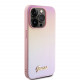 Rožinis dėklas Apple iPhone 15 Pro Max telefonui "Guess PU Leather Iridescent Metal Script Case"