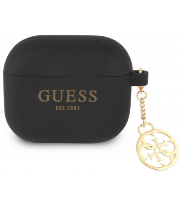 Juodas dėklas Apple Airpods 3 ausinėms "Guess 4G Charms Silicone Case"