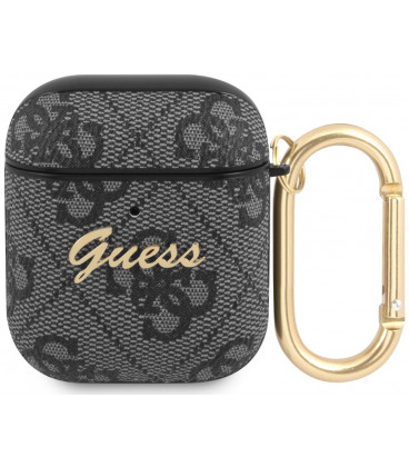 Pilkas dėklas Apple Airpods 1 / 2 ausinėms "Guess 4G Script PC/PU Case"