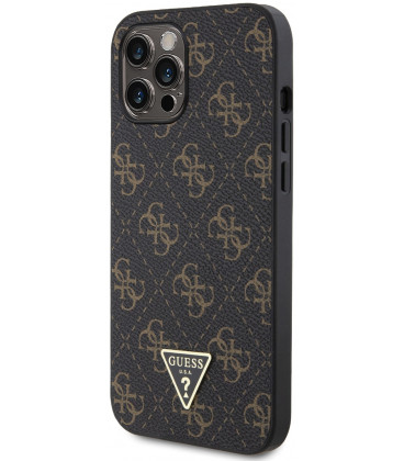 Juodas dėklas Apple iPhone 12 Pro Max telefonui "Guess PU Leather 4G Triangle Metal Logo Case"