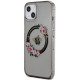 Juodas / skaidrus dėklas Apple iPhone 13 telefonui "Guess PC/TPU Flowers Ring Glossy Logo MagSafe Case"
