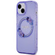 Purpurinis / skaidrus dėklas Apple iPhone 15 telefonui "Guess PC/TPU Flowers Ring Glossy Logo MagSafe Case"