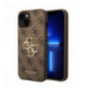 Guess PU 4G Metal Logo Case for iPhone 15 Brown