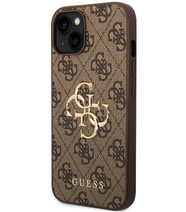 Rudas dėklas Apple iPhone 15 telefonui "Guess PU 4G Metal Logo Case"