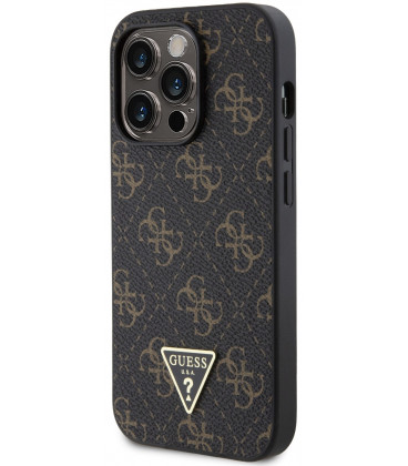 Juodas dėklas Apple iPhone 14 Pro telefonui "Guess PU Leather 4G Triangle Metal Logo Case"