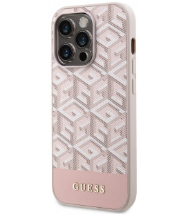 Rožinis dėklas Apple iPhone 13 Pro Max telefonui "Guess PU G Cube MagSafe Case"
