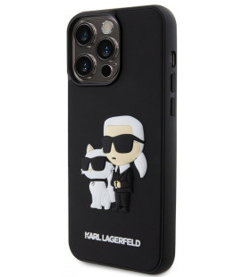 Juodas dėklas Apple iPhone 13 Pro Max telefonui "Karl Lagerfeld 3D Rubber Karl and Choupette Case"