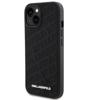 Juodas dėklas Apple iPhone 15 telefonui "Karl Lagerfeld PU Quilted Pattern Case"