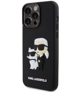 Juodas dėklas Apple iPhone 14 Pro Max telefonui "Karl Lagerfeld 3D Rubber Karl and Choupette Case"
