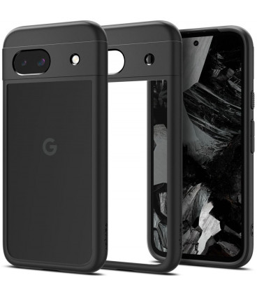 Matinis juodas / skaidrus dėklas Google Pixel 8A telefonui "Spigen Ultra Hybrid"