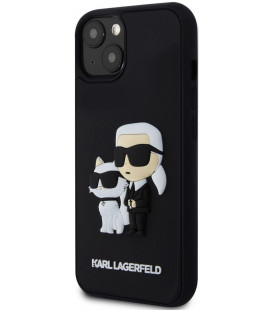 Juodas dėklas Apple iPhone 15 telefonui "Karl Lagerfeld 3D Rubber Karl and Choupette Case"