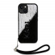 Juodas / sidabrinės spalvos dėklas Apple iPhone 15 telefonui "Karl Lagerfeld Sequins Reversible Case"