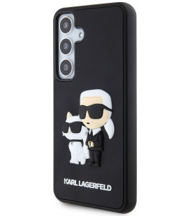 Juodas dėklas Samsung Galaxy S24 telefonui "Karl Lagerfeld 3D Rubber Karl and Choupette Case"