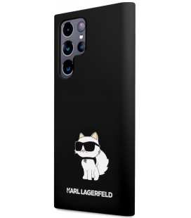 Juodas dėklas Samsung Galaxy S24 Ultra telefonui "Karl Lagerfeld Liquid Silicone Choupette NFT Case"