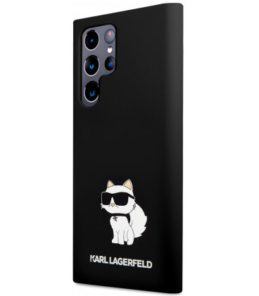 Juodas dėklas Samsung Galaxy S24 Ultra telefonui "Karl Lagerfeld Liquid Silicone Choupette NFT Case"