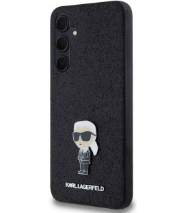 Juodas dėklas Samsung Galaxy A35 5G telefonui "Karl Lagerfeld Fixed Glitter Metal Ikonik Case"
