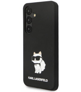 Juodas dėklas Samsung Galaxy S24 telefonui "Karl Lagerfeld Liquid Silicone Choupette NFT Case"