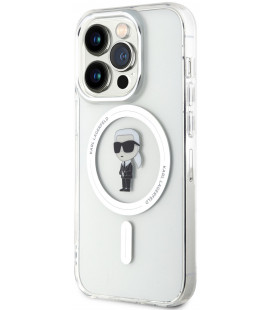 Skaidrus dėklas Apple iPhone 15 Pro telefonui "Karl Lagerfeld IML Ikonik MagSafe Case"