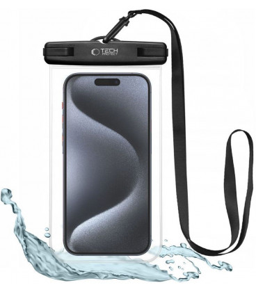 Juodas/skaidrus universalus vandeniui atsparus dėklas "Tech-Protect Waterproof"