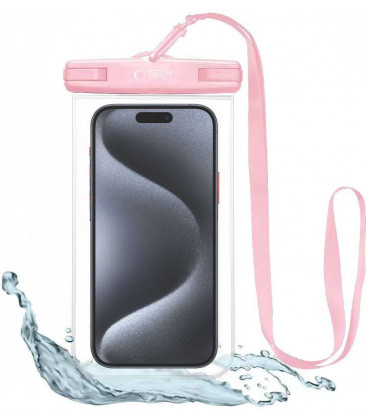 Rožinis/skaidrus universalus vandeniui atsparus dėklas "Tech-Protect Waterproof"