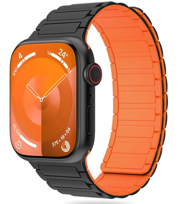 Juoda / oranžinė apyrankė Apple Watch 6 / 7 / 8 / 9 / SE / Ultra 1 / 2 (42 / 44 / 45 / 49 mm) laikrodžiui "Tech-Protect Iconband