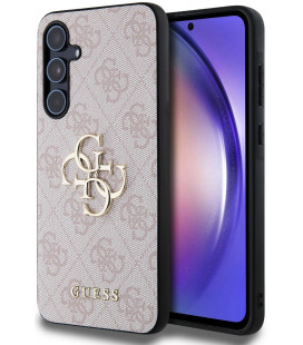 Rožinis dėklas Samsung Galaxy A55 5G telefonui "Guess PU 4G Metal Logo Case"
