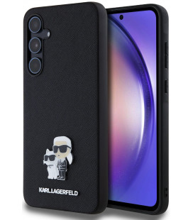Juodas dėklas Samsung Galaxy A55 5G telefonui "Karl Lagerfeld PU Saffiano Metal Karl and Choupette Case"