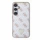 Baltas dėklas Samsung Galaxy S24 telefonui "Guess PU Leather 4G Triangle Metal Logo Case"