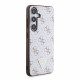 Baltas dėklas Samsung Galaxy S24 telefonui "Guess PU Leather 4G Triangle Metal Logo Case"