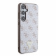 Baltas dėklas Samsung Galaxy S24 Plus telefonui "Guess PU Leather 4G Triangle Metal Logo Case"