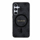 Juodas dėklas Samsung Galaxy S24 telefonui "Guess PU Leather 4G Colored Ring MagSafe Case"