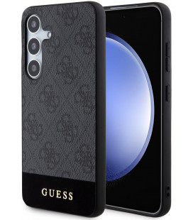 Pilkas dėklas Samsung Galaxy S24 telefonui "Guess PU 4G Stripe Case"