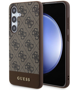 Rudas dėklas Samsung Galaxy S24 telefonui "Guess PU 4G Stripe Case"