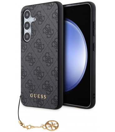 Pilkas dėklas Samsung Galaxy S24 Plus telefonui "Guess 4G Charms Case"