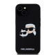 Juodas dėklas Apple iPhone 15 telefonui "Karl Lagerfeld Liquid Silicone Double Heads MagSafe Case"