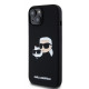 Juodas dėklas Apple iPhone 15 telefonui "Karl Lagerfeld Liquid Silicone Double Heads MagSafe Case"