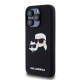 Juodas dėklas Apple iPhone 15 Pro telefonui "Karl Lagerfeld Liquid Silicone Double Heads MagSafe Case"