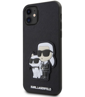 Juodas dėklas Apple iPhone 11 telefonui "Karl Lagerfeld PU Saffiano Karl and Choupette NFT Case"