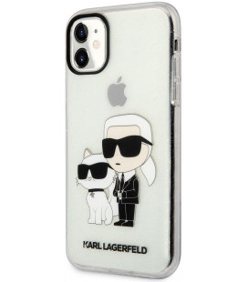 Skaidrus dėklas Apple iPhone 11 telefonui "Karl Lagerfeld IML Glitter Karl and Choupette NFT Case"