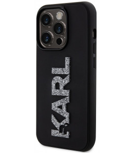 Juodas dėklas Apple iPhone 15 Pro Max telefonui "Karl Lagerfeld 3D Rubber Glitter Logo Karl Case"