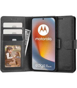 Juodas atverčiamas dėklas Motorola Edge 50 Fusion 5G telefonui "Tech-Protect Wallet"