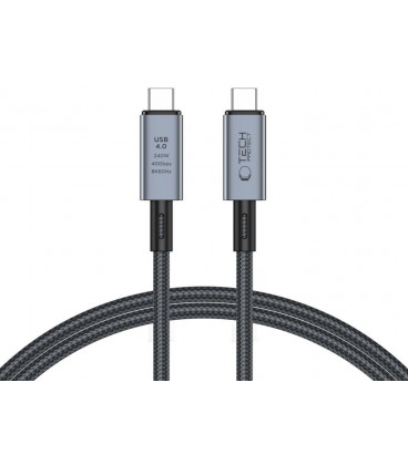 Pilkas USB-C - USB-C PD240W 100cm laidas "Tech-Protect Ultraboost Max USB 4.0 8K 40GBPS"