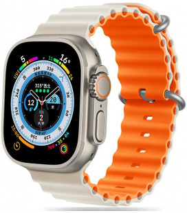 Starlight / oranžinė apyrankė Apple Watch 6 / 7 / 8 / 9 / SE / Ultra 1 / 2 (42 / 44 / 45 / 49 mm) laikrodžiui "Tech-Protect Icon