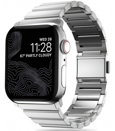 Sidabrinės spalvos apyrankė Apple Watch 4 / 5 / 6 / 7 / 8 / 9 / SE / Ultra 1 / 2 (42 / 44 / 45 / 49 mm) laikrodžiui "Tech-Protec