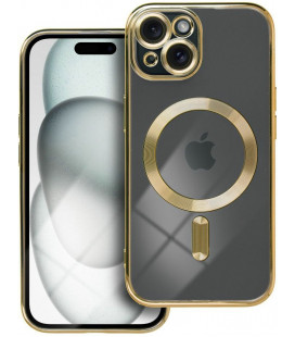 Auksinės spalvos / skaidrus dėklas Apple iPhone 15 telefonui "Electro Mag Cover"