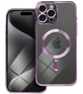 Purpurinis / skaidrus dėklas Apple iPhone 15 Pro Max telefonui "Electro Mag Cover"