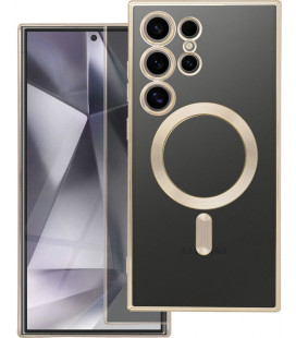 Auksinės spalvos / skaidrus dėklas Samsung Galaxy S24 Ultra telefonui "Electro Mag Cover"