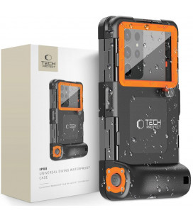 Juodas / oranžinis universalus dėklas telefonui nardymui "Tech-Protect IPX8 Diving Waterproof"